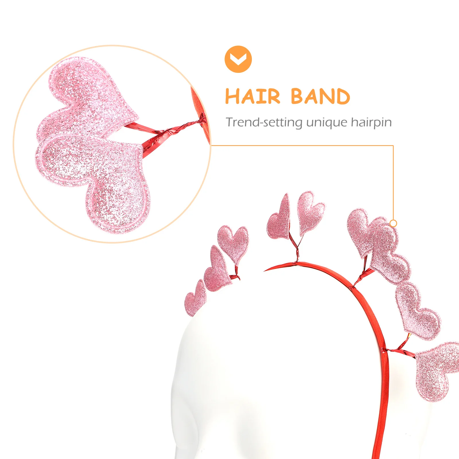

2pcs Heart Shaped Headb s Glitter Valentine Wedding Accessories Lightweight Durable High Quality Materials Sweet Romantic