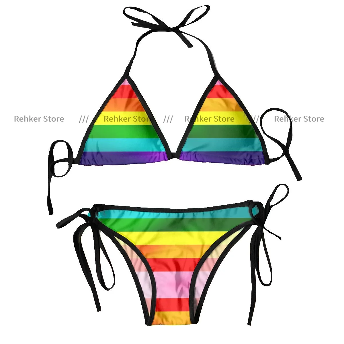 Sexy Thong Bikini Mujer Swimwear Women Waving LGBT Pride Flag Summer Beachwear