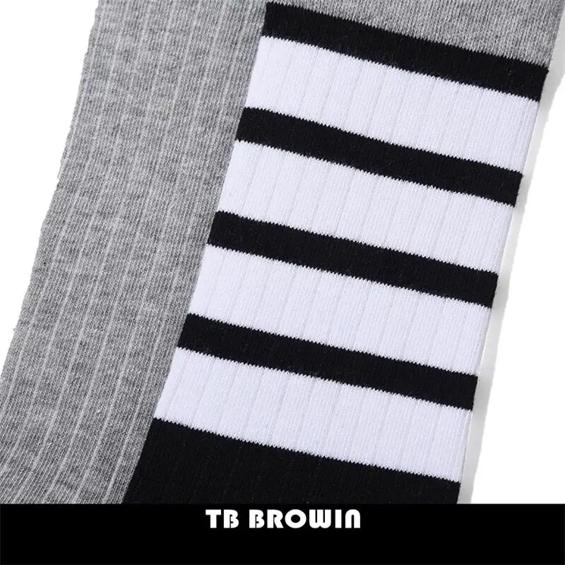 TB BROWIN THOM Men\'s Socks Korean Fashion RWB Stripes No Show Women\'s Cotton Street Fashionable Harajuku Stockings