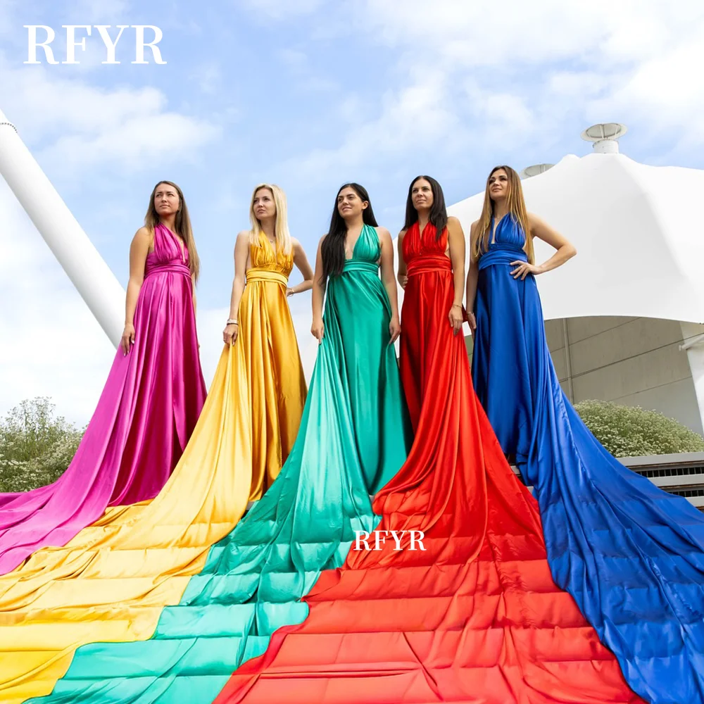 

RFYR Colorful Evening Dress Flying Dress Sweetheart Prom Dress Long Royal Train Party Dress for Women فساتين منا Customized