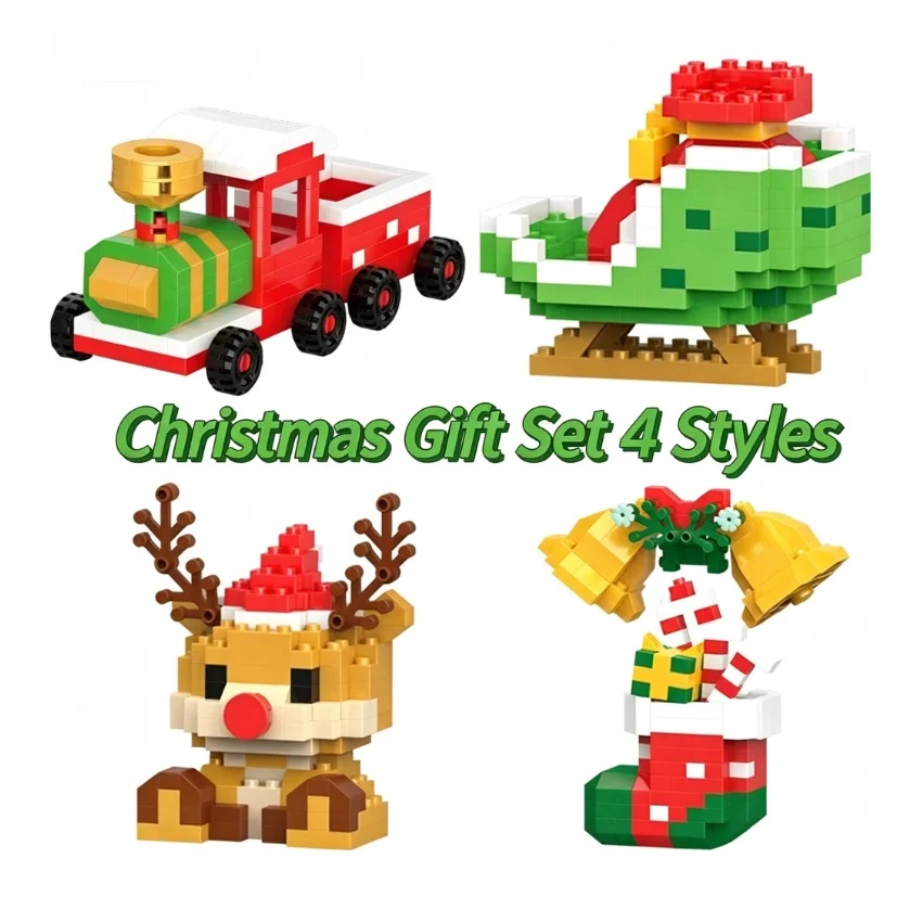 Christmas Mini Micro Brick Figures, Santa Elf Snowman DIY Ornaments, Xmas Stocking Fillers Kids Decor Gifts view 5