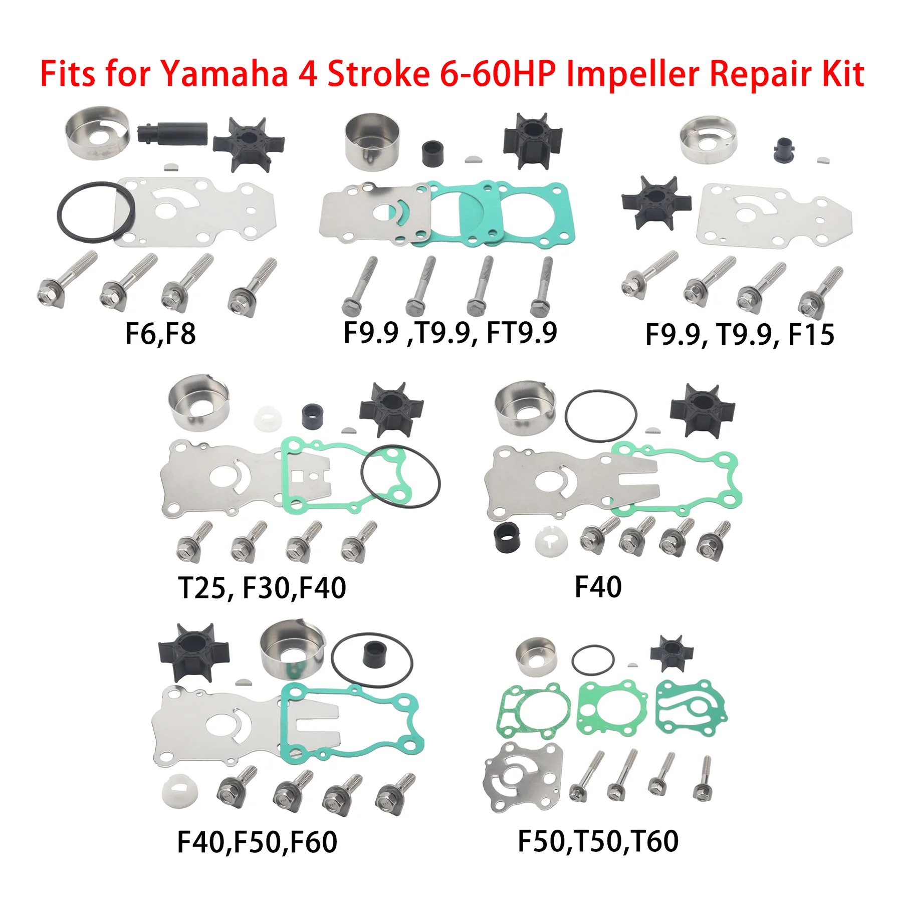 68T-W0078 Impeller Repair Kit Fits for Yamaha Outboard 4 Stroke 6 8 9.9 15 25 30 40 50 60 HP Motor 682-W0078 63V-W0078 66T-W0078