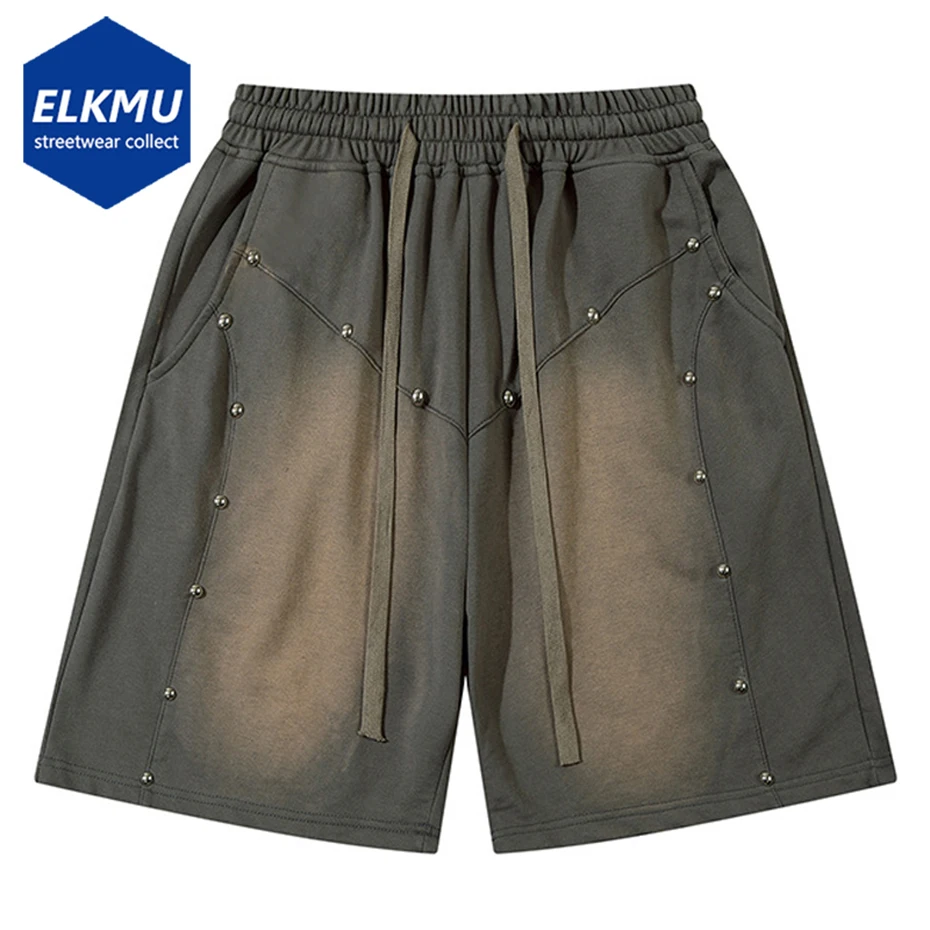 

Hip Hop Oversized Shorts Rivet Splicing Sports Shorts Men Summer Loose Casual Shorts