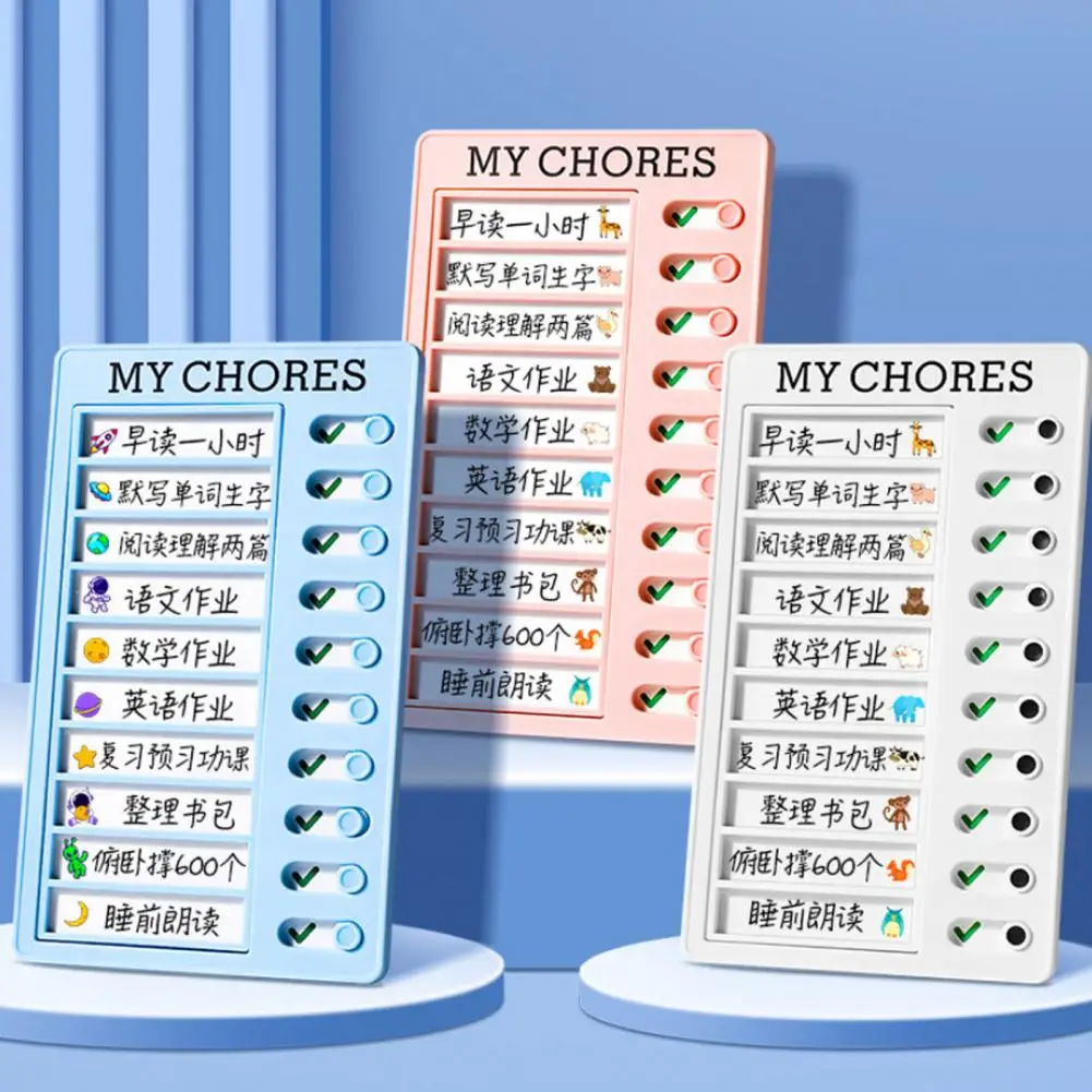 Self-discipline Board Kids Adult Self-discipline Time Clock with 100 Task Tracker Cards Double-sided Task Sheets for Effective