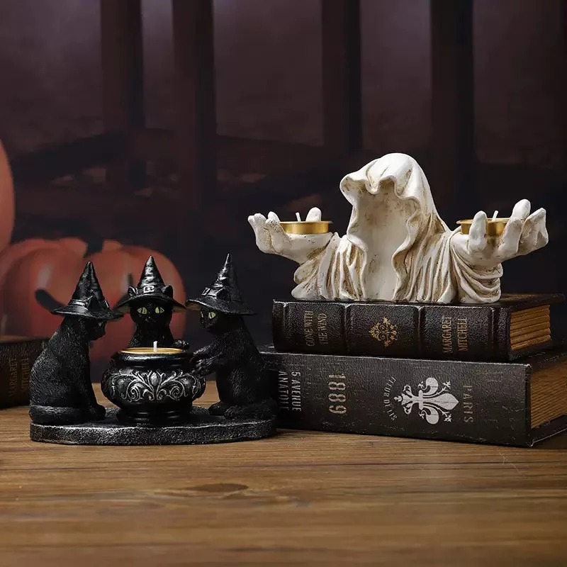 Everbright Store Halloween Mystery Dark Wind Vintage Ornament Resin Scented Candle Holder