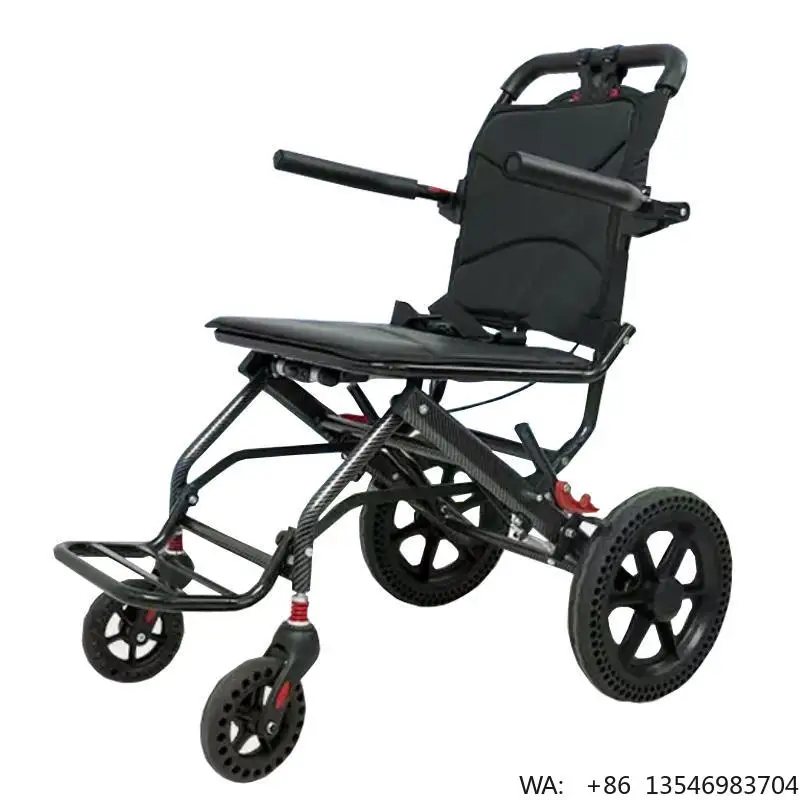 

Hot Selling Wholesale New Design Lightweight and Portable Manual Steel Aircraft Foldable Travel Wheelchair