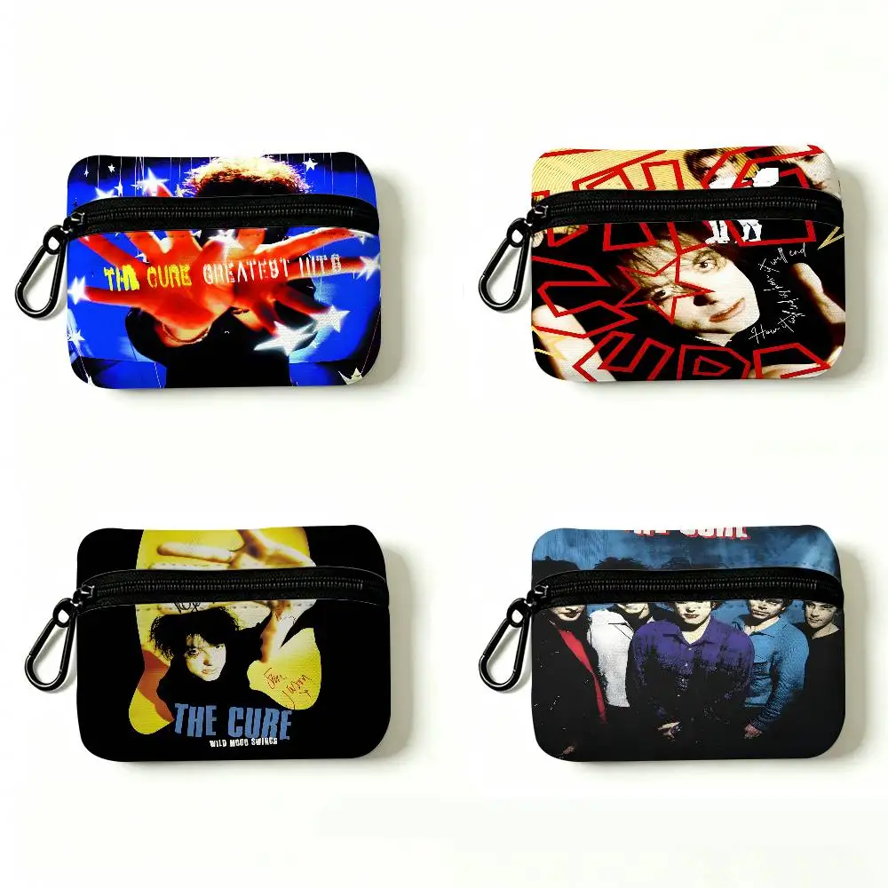 The Cure Rock Band Lightweight Oxford Fabric Coin Purse Carabiner Hook Design Mini Card Key Organizer Bag