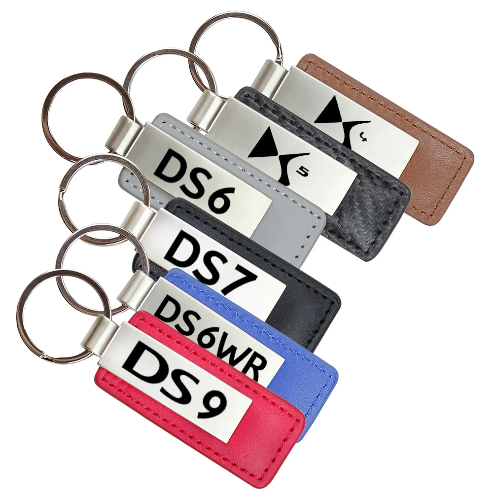 High Quatity Car Key Rings For Citroen DS Spirit DS3 DS4 DS5 DS6 DS7 Crossback DS9 Leather Metal Key Chain Emblem Accessories