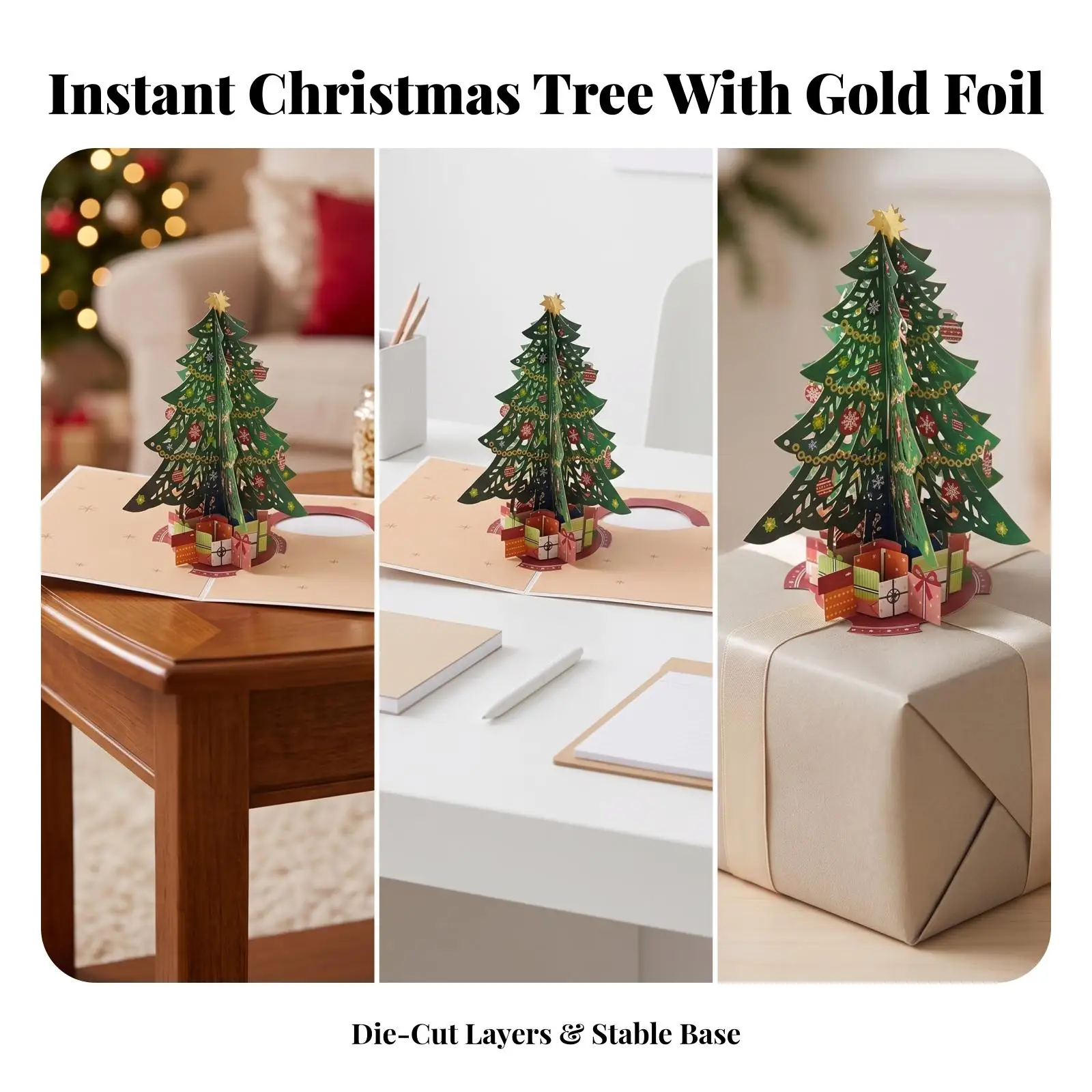 Funny Christmas Card with Envelope Cute 3D Tree Design Handmade Holiday Greeting Card