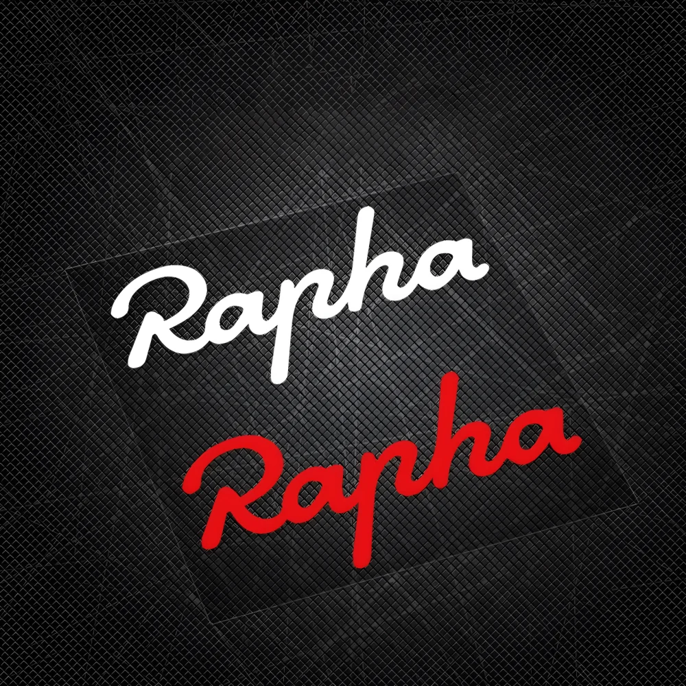 1 pegatina con texto Rapha (colores blanco y rojo), pegatinas adhesivas impermeables para decoración de bicicletas y portátiles