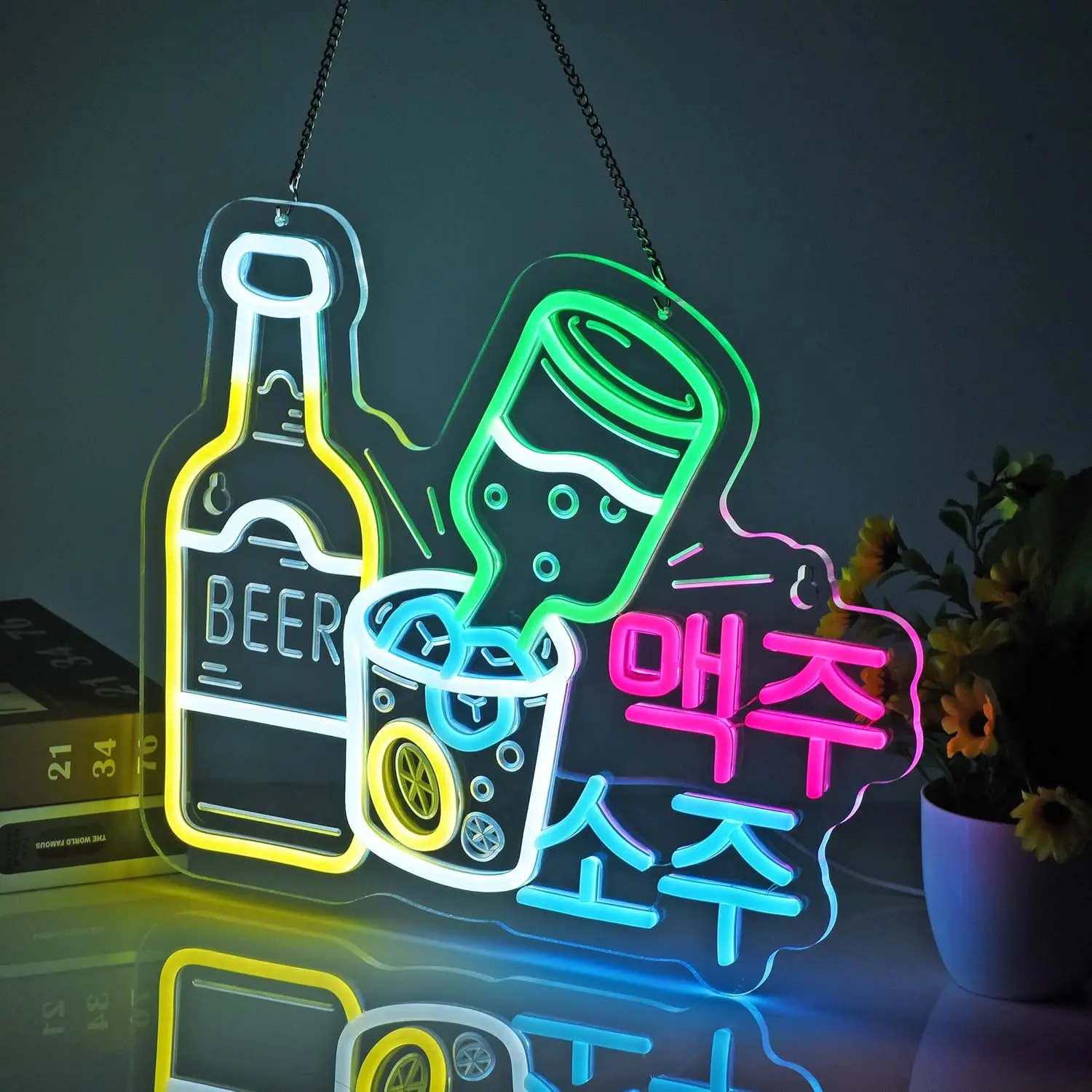الكورية السوجو البيرة النيون أضواء LED عكس الضوء ل Izakaya مطعم بار كاريوكي متجر مطعم رجل الكهف ديكور USB بالطاقة