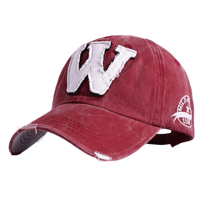 2023 New W Letter Embroideried Baseball Cap Hat Gorra Hombre Vintage Washed Cotton Dad Hats for Women Men Bone Feminino B2504