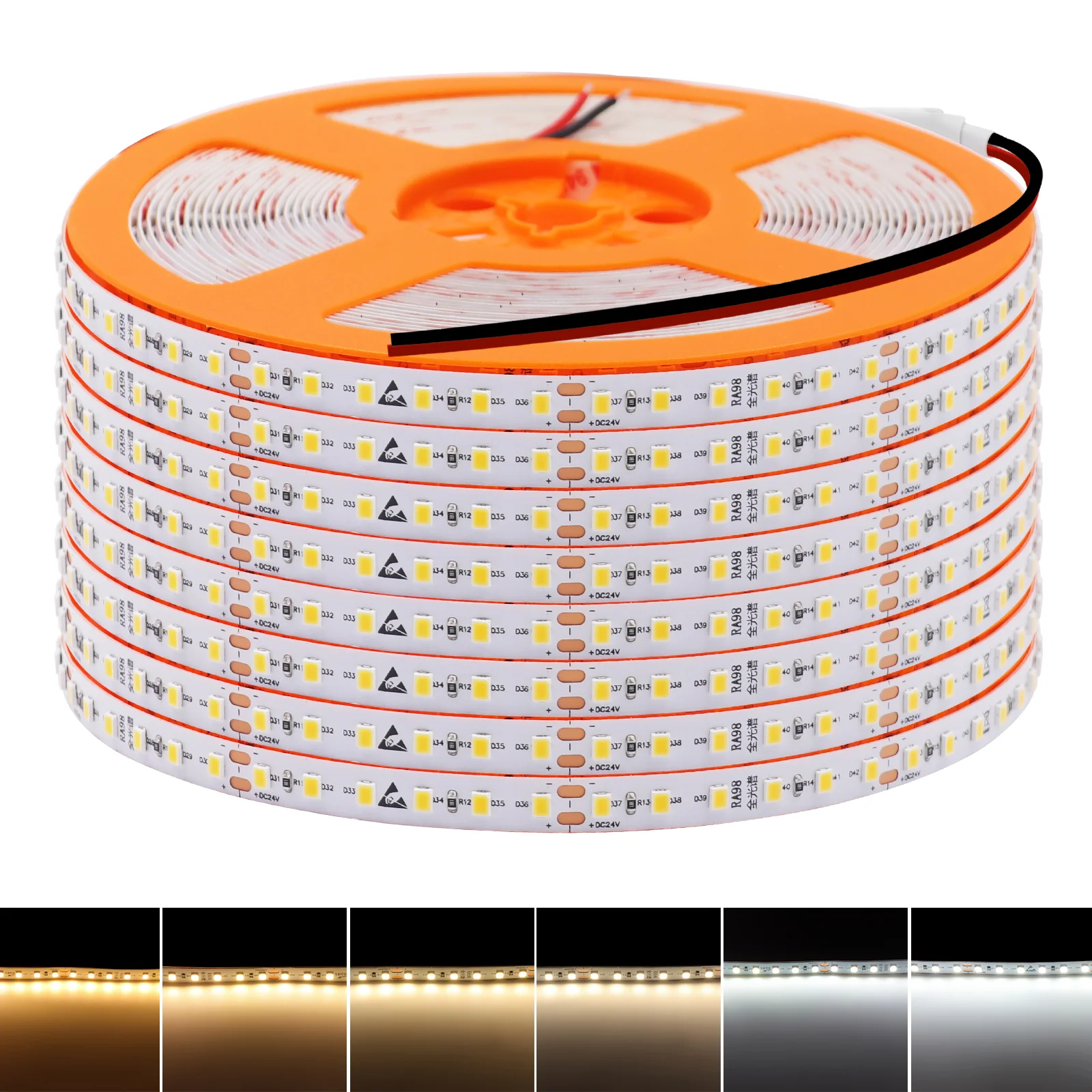 5M 10M/Roll LED Strip Light 24V 2835 120LEDs/m nastro flessibile a diodi a nastro 2700K 3000K 4000K 6000K Luces Led Light per la decorazione della