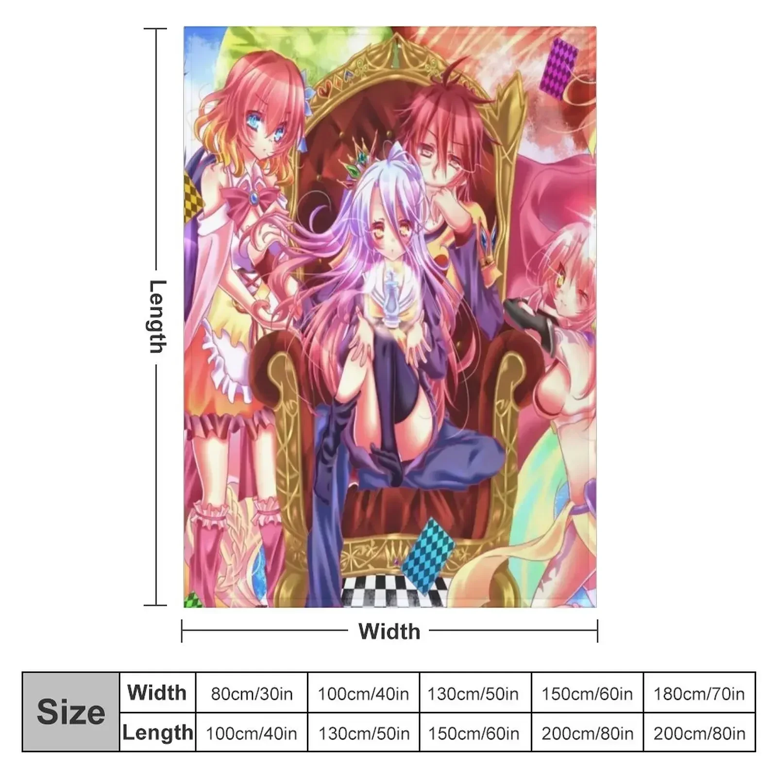 No Game No Life Sora and Shiro Throw Blanket Plush Decorative Beds Blankets