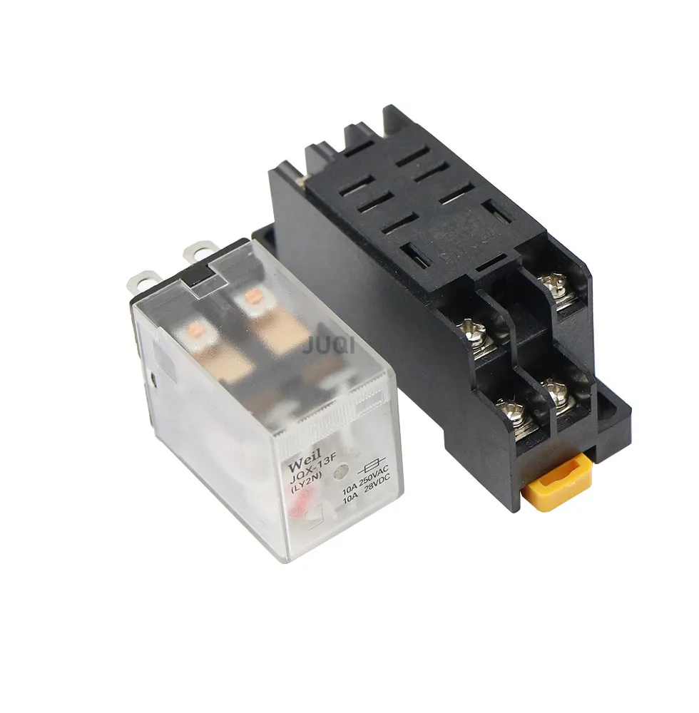 1Set LY2NJ JQX-13Fsmall Electromagnetic Power Relay DC12V DC24V AC110V AC220V Small relay 10A 8 Pins Coil DPDT With Socket