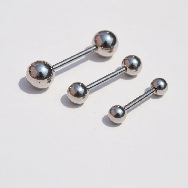 Basic Titanium Steel Tongue Stud Barbell Penetration Tongue Ring Lip Stud for Unisex Simple Body Jewelry