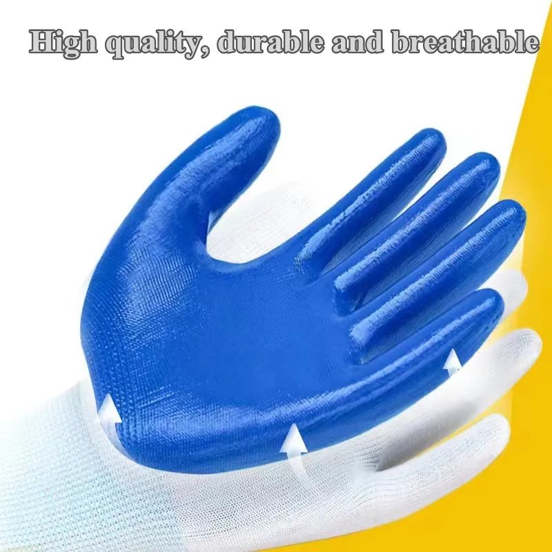 Work Gloves Palm Dipped Nitrile Gloves Mechanic Repairing Abrasion Resistance Safety Gloves Security Protection