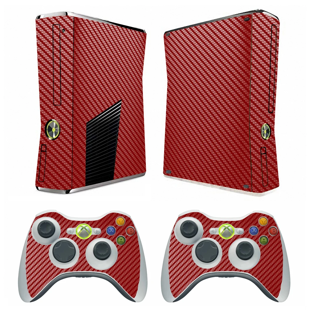 7 Colours Carbon Fiber Vinyl Skin Sticker Protector for Microsoft Xbox 360 Slim and 2 controller Skins Stickers