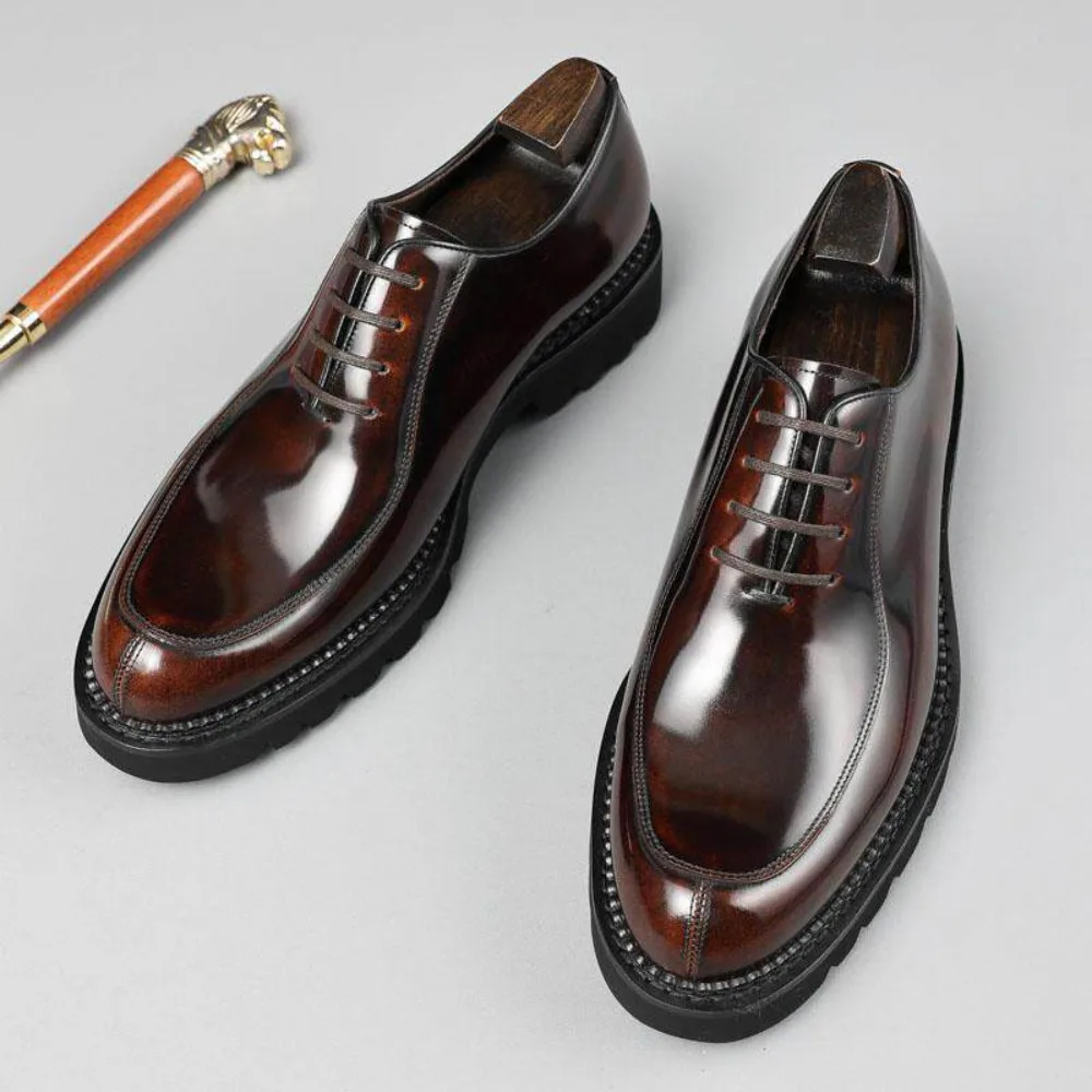 Premium British Style Men S Business Formal Leather Shoes Genuine Leather Breathable Thick Sole Height Increasing Wedding Shoes