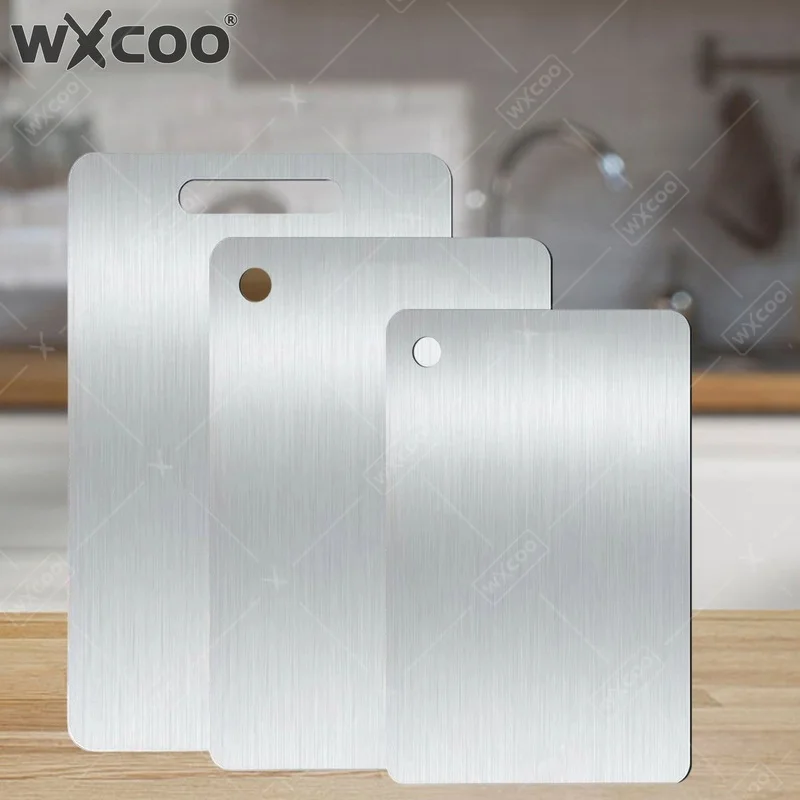 WXCOO Double Sided Chopping Board Kitchen Household Thickened Block and Cutting Board Stainless Steel Panel Dough Kneading Board