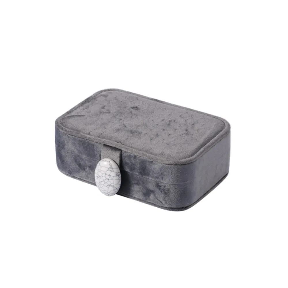 

Large Capacity Velvet Jewelry Box Exquisite Stone Travel Jewelry Box Solid Color Multi-compartment Necklace Storage Box
