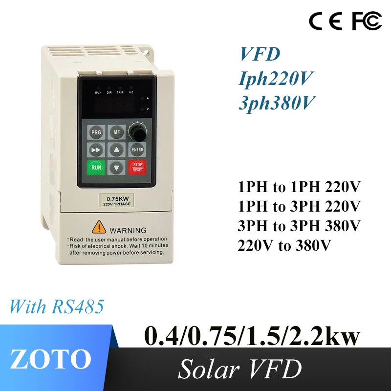 

VFD 220V 380V 0.75KW 1.5KW 2.2KW Output 3PH 220V 380V Three-phase Induction Motor Speed Controller Variable Frequency AC Drive