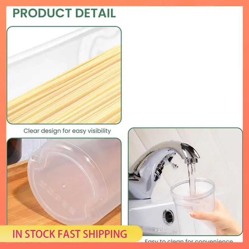 AA05 2X PP Tall Food Storage Spaghetti Noodle Pasta Container With Locking Lid Clear Dry Food,Light Green