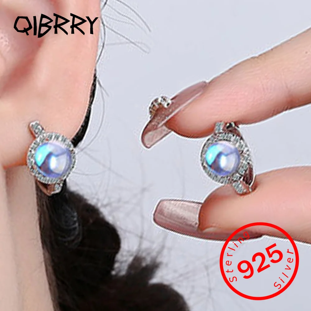 

Round Circle 925 Sterling silver Ears Romantic Round Ball Sparkling Hoop Earrings For Women Small Engagement Fine Jewelry Gifts