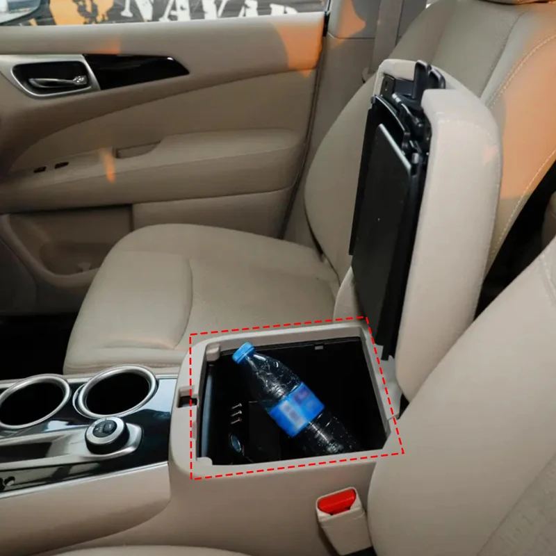 Aluminum Alloy Black For Nissan Pathfinder 2013-2018 Car Armrest Storage Privacy Password Lock Security Safe Box Car Accessories