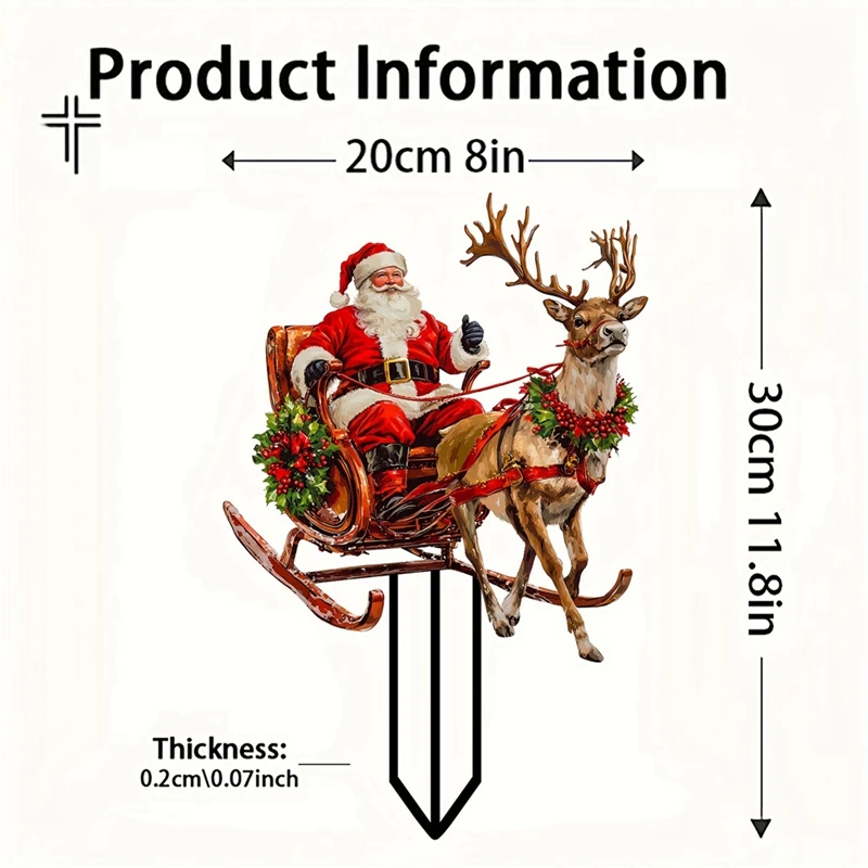 Papai Noel montando um trenó de rena para entregar presentes acrílico jardim ao ar livre plugue de pátio à prova d'água