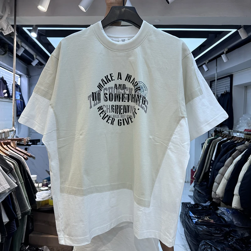 

Футболка Street Sle с нерегулярным эффектом из двух предметов, цветная блузка с буквенным принтом, повседневный свободный летний топ ort Sve Youth Faion