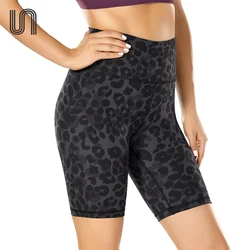 Summer Yoga Leggings  Women High Waist With Pockets 8 Inches Lady Athletic Exercise Running Workout  Biker Shorts Trousers Pants