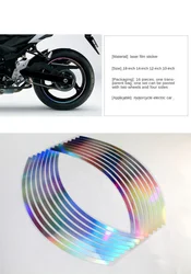 Pegatina de vinilo para motocicleta, llanta de calcomanía para cubo de rueda, impermeable, láser reflectante de moda, accesorios para Moto eléctrica, 10/12/14/18 pulgadas