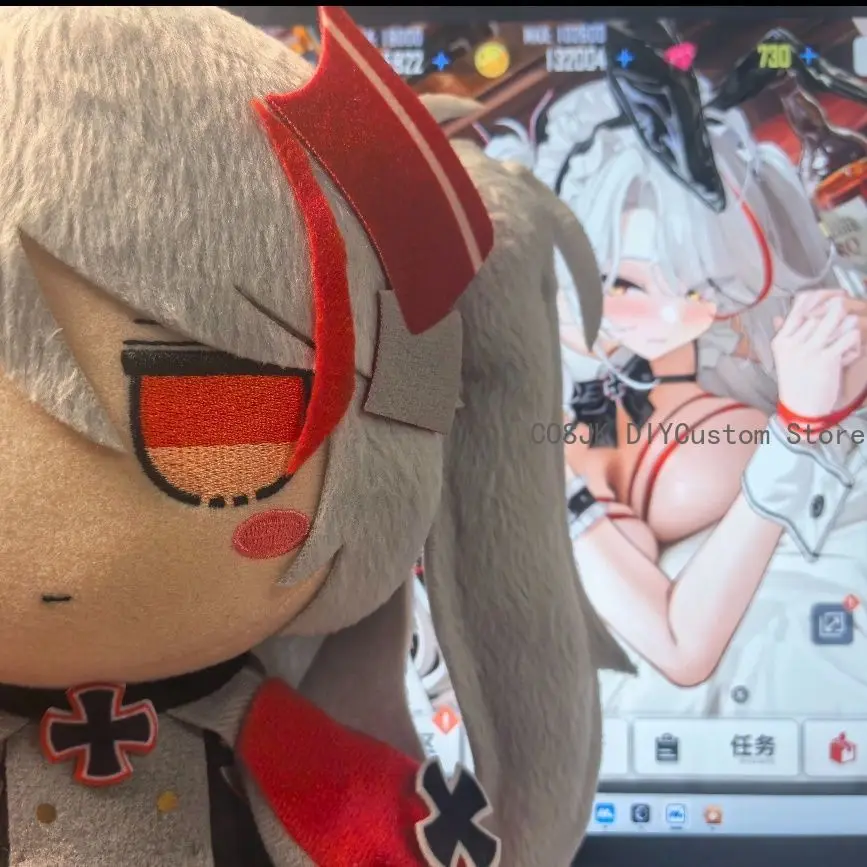 NEW Game KMS Prinz Eugen Attribute Azur Lane Super Cute Fufu Cotton Doll Outfit Anime Figurine Plushie With Clothes Xmas Gift
