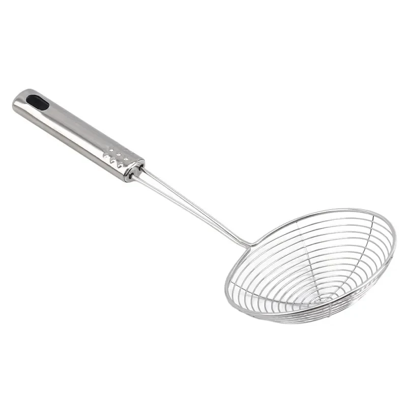 Stainless Steel Oil Skimmer Oval Filter Mesh Food Strainer Kitchen Frying Colander Cookware Oval Food Skimmer Filter Mesh