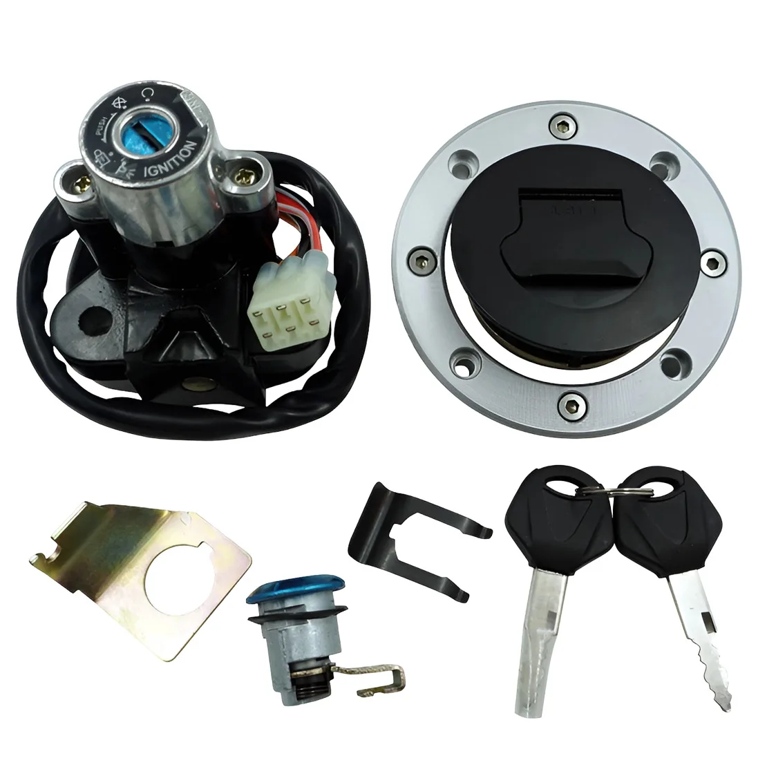 Ignition Switch Fuel Gas Tank Cap Seat Lock Key Kit Fit For Suzuki GSXR600 Vstrom650