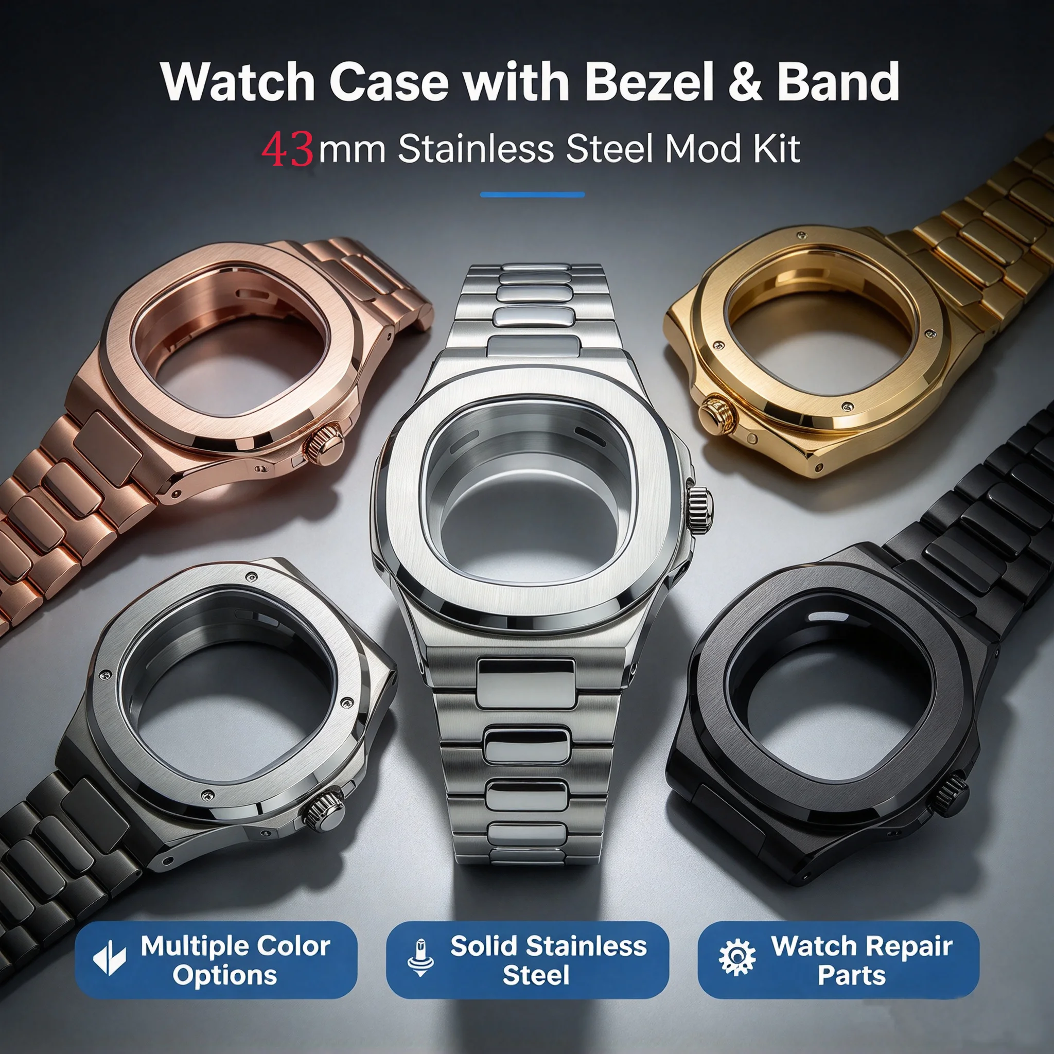 stainless-steel-square-watch-case-43mm-sapphire-crystal-fits-nh35-nh36-nh70-caliber-rose-gold-black-silver-diy-watch-parts