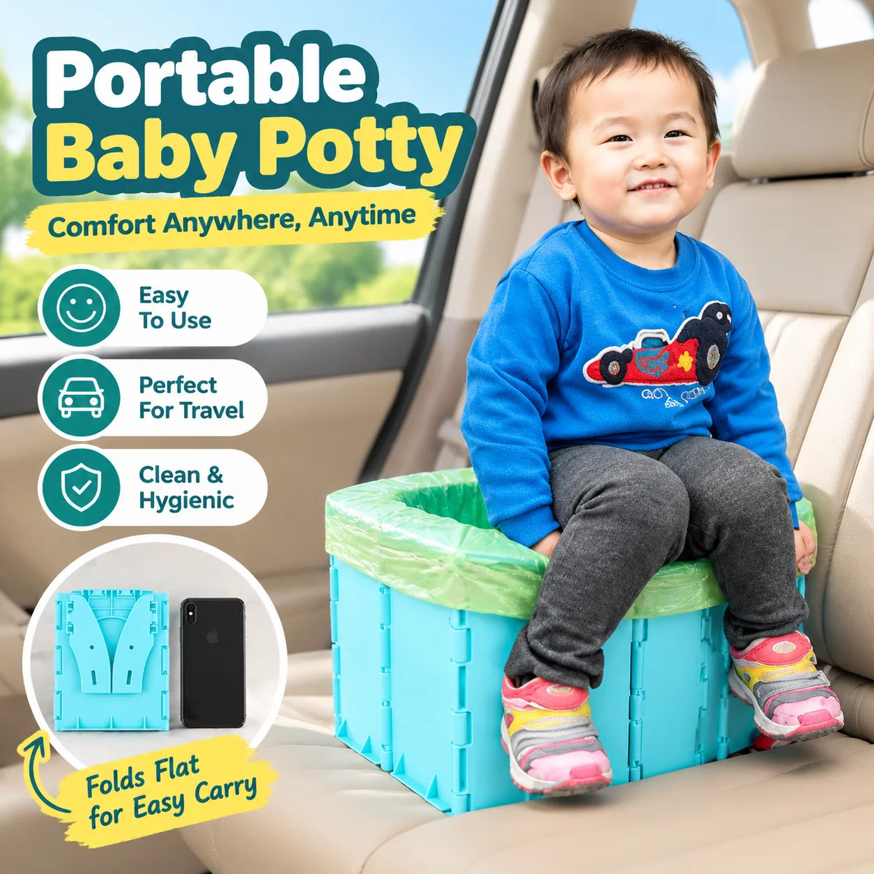 Folding Car-Mounted Baby Potty Portable Child Toilet Training Seat for Kids