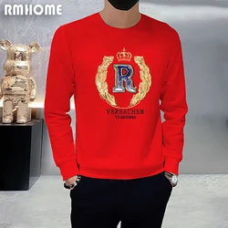 Men's Hoodies New Style Embroidered Sequins R Design Male Sweater Luxury Man Clothing Comfortable Trendy High-quality Pullover