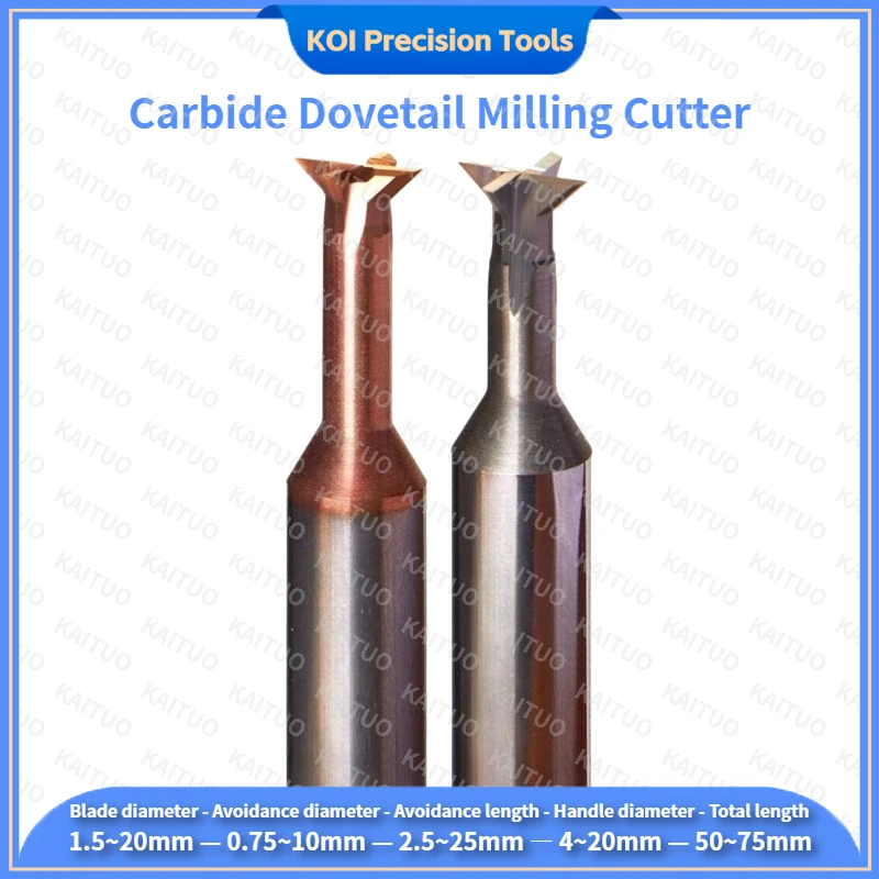 Dovetail End Mills Carbide Dovetail Milling Cutter 30° 45° 60° 75° 1.5mm-20mm Swallowtail Cutter Steel Aluminum Machining Tools