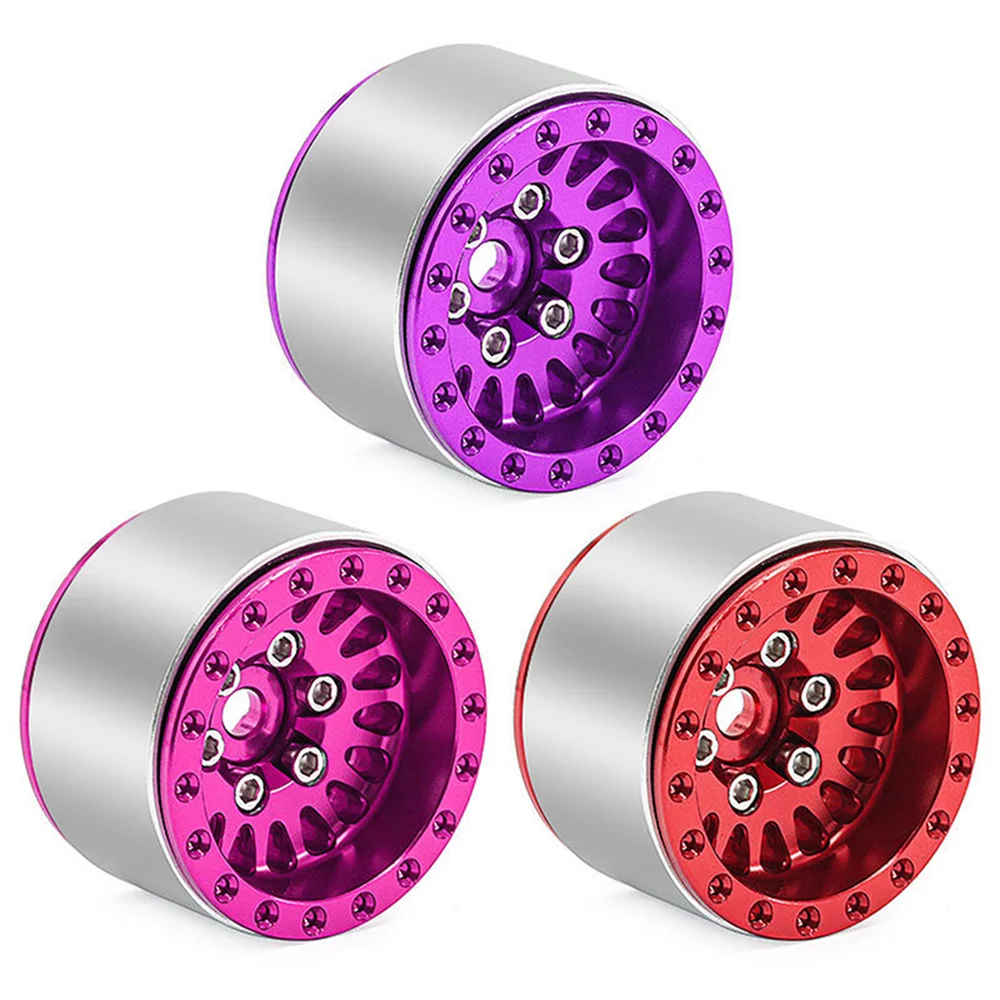 4 Pcs Aluminum Alloy Beadlock Wheel Rim Wheels Hubs for 1/18 TRX4M/1/24 SCX24 AX24 RC Crawler Car Wheel Hub RC Upgrade Accessory