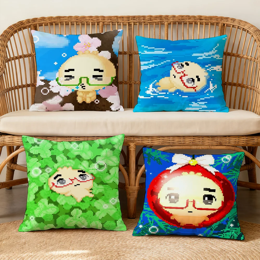CUTE Cartoon G-Glasses D-Dumpling Cushion Cover Square Decorative Throw Pillow Case Sofa Bed Living Room Anniversary Gifts
