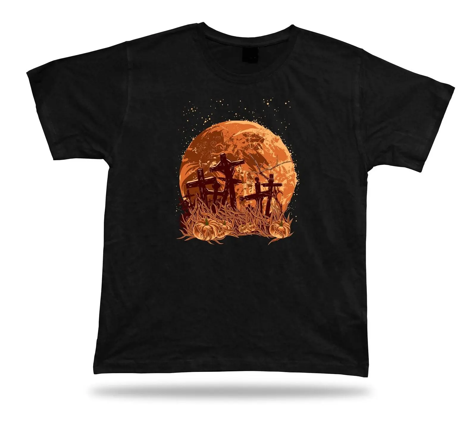 Tshirt Tee Shirt Birthday Gift Idea Moon Graves Creepy Graveyard Horror Pumpkin