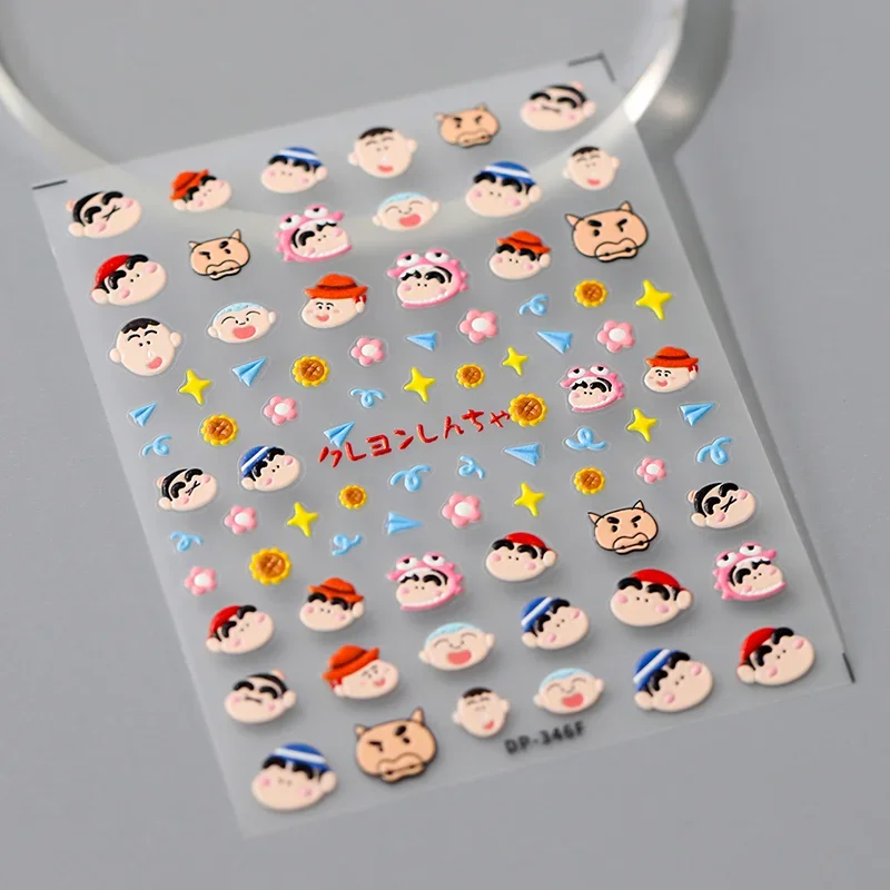 2Pcs Bandai Kawaii Anime Crayon Shin-Chan Water Resistance Nail Sticker Cute Sweet Cartoon Diy Stickers Lovely Gifts for Girls