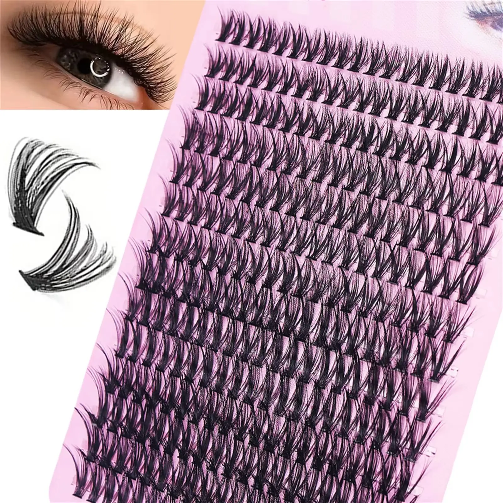 40D 280 Bündel Dünne Wimpernverlängerung 3D Russisches Volumen Einzelne Cluster-Wimpern Schwarzes Make-up für Augen