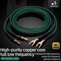 One piece ATAUDIO HiFi audio speaker cable high quality Pure copper speaker wire with banana plug Y plug