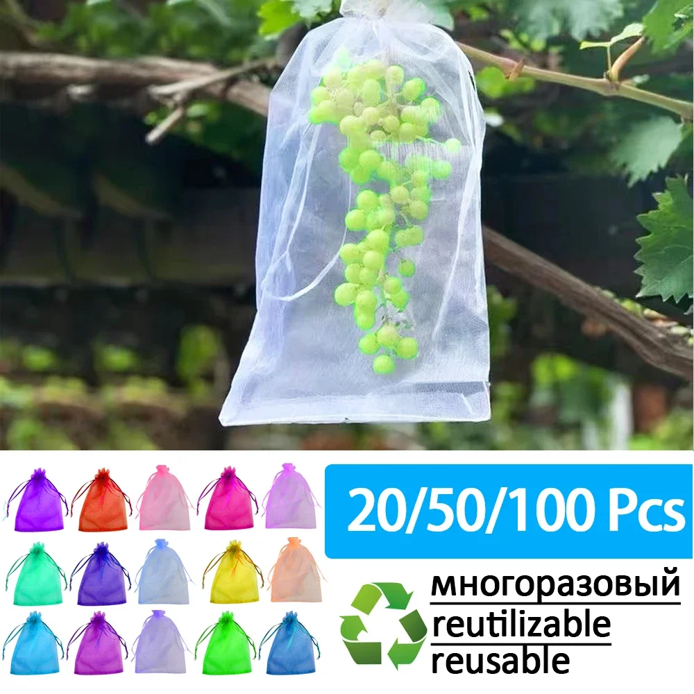 Sacs de protection en filet pour fruits et légumes (fraises, raisins) – 20 à 100 pièces – Anti-parasites et anti-oiseaux – Outils de jardinage