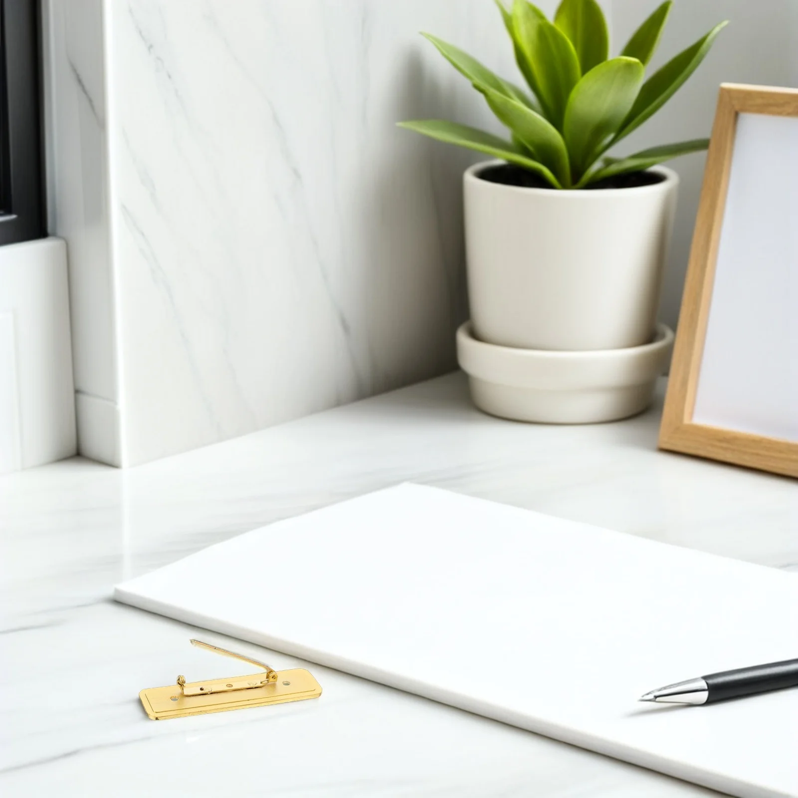 

10pcs Blank Name Tags Metal Alloy Staff Badge For Office Workers Reusable Id Badges Safety Clasp Brooch Pre-Drilled Holes Name