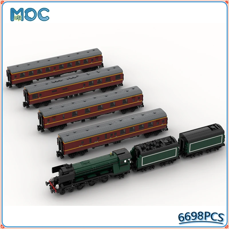 

Building Blocks Flying Scotsman Passenger Train DIY Assembled Bricks Moc City Transportation Educational Toys Birthday Gifts