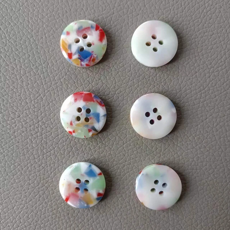 10Pcs Floral Pattern Resin Button 4 Holes Coat Sewing Clothes Round Buttons Garment Decoration Plastic Flatback Scrapbook Button